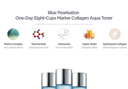 KLAVUU - Blue Pearlsation One Day 8 Cups Marine Collagen Aqua Toner 140ml, 140ml, 255 g, 8809482360402