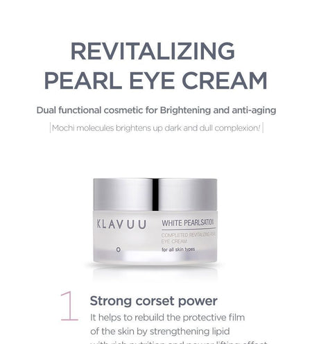 KLAVUU - White Pearlsation Completed Revitalizing Pearl Eye Cream, 20ml, 109 g, 8809482360198