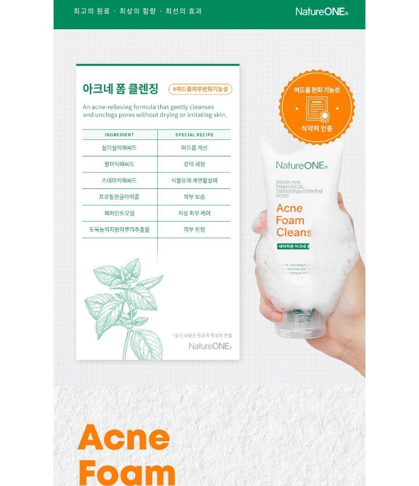 NatureONE - Acne Foam Cleansing, 100ml, 250 g, 8809665913517