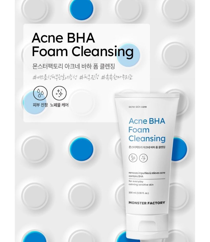 MONSTER FACTORY - Acne BHA Foam Cleansing, 100ml, 250 g, 8809665915542