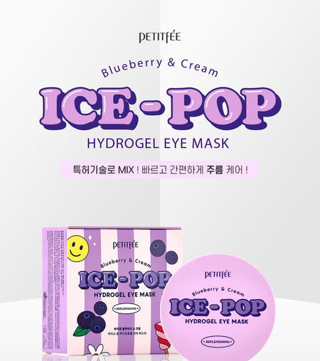 PETITFEE - koelf Blueberry & Cream Ice-pop Hydrogel Eye Mask, 30 pairs, 173 g, 8809508850870