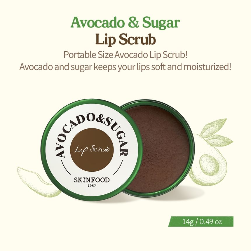 SKINFOOD - Avocado & Sugar Lip Scrub, 14g, 24 g, 8809032673877