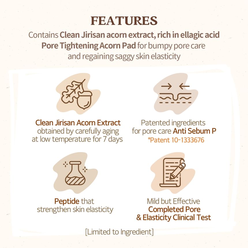 SKINFOOD - Acorn Pore Peptide Pad, 60 pads, 386 g, 8809032673662