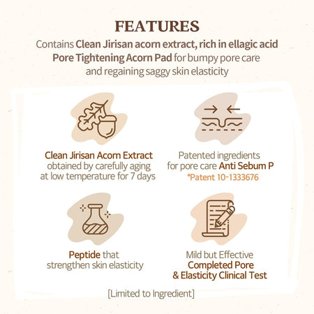 SKINFOOD - Acorn Pore Peptide Pad, 60 pads, 386 g, 8809032673662