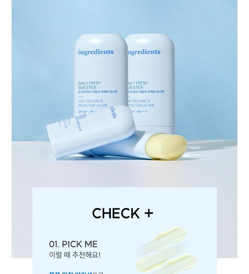 ongredients - Daily Fresh Sun Stick, 15g, 49 g, 8809884771066