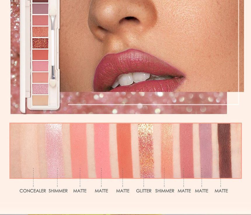 FOCALLURE - Staymax 10 Color Eyeshadow Palette- #2 SAKURA IN DREAM, #2 SAKURA IN DREAM, 80 g, 6941845801435