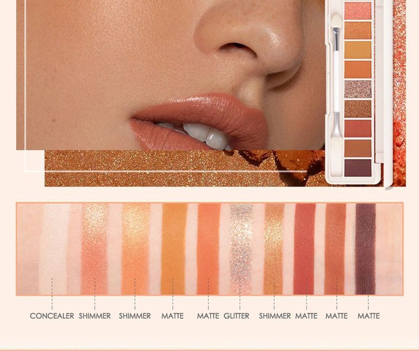 FOCALLURE - Staymax 10 Color Eyeshadow Palette -#3 SUNSET, #3 SUNFLOWER AT SUNSET, 80 g, 6941845801442