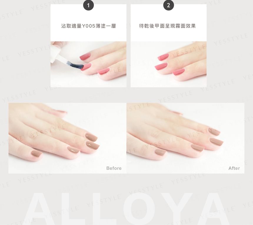 ALLOYA - Water-Based Natural Nail Polish Environmental Friendly 005 Matte Top Coat, 10ml, 60 g, 6934849100055