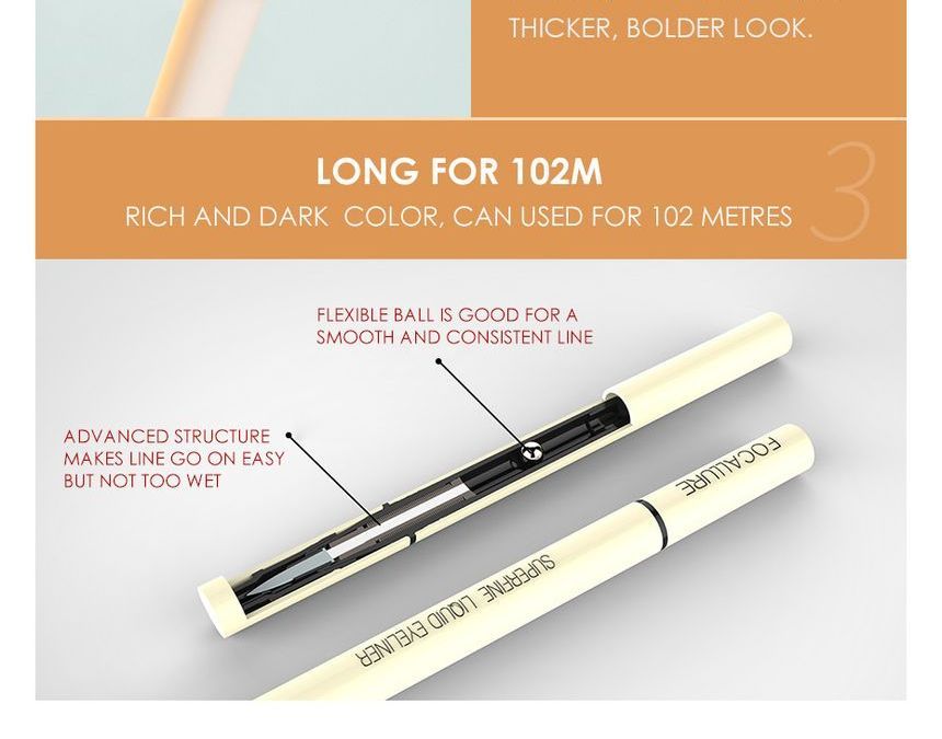 FOCALLURE - Superfine Liquid Eyeliner Pen, # BLACK, 22 g, 6974908119475