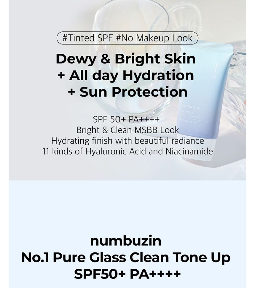 numbuzin - No.1 Pure Glass Clean Tone Up, 50ml, 73 g, 8809652580951