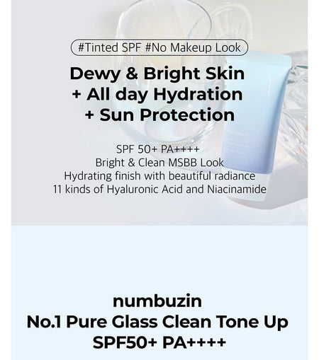 numbuzin - No.1 Pure Glass Clean Tone Up, 50ml, 73 g, 8809652580951