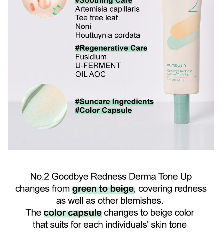 numbuzin - No.2 Goodbye Redness Derma Tone Up, 50ml, 79 g, 8809652580685