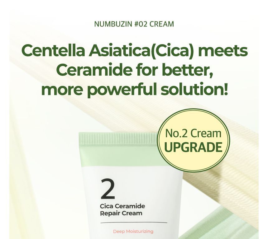 numbuzin - No.2 Cica Ceramide Repair Cream, 60ml - Renewed, 85 g, 8809652581279
