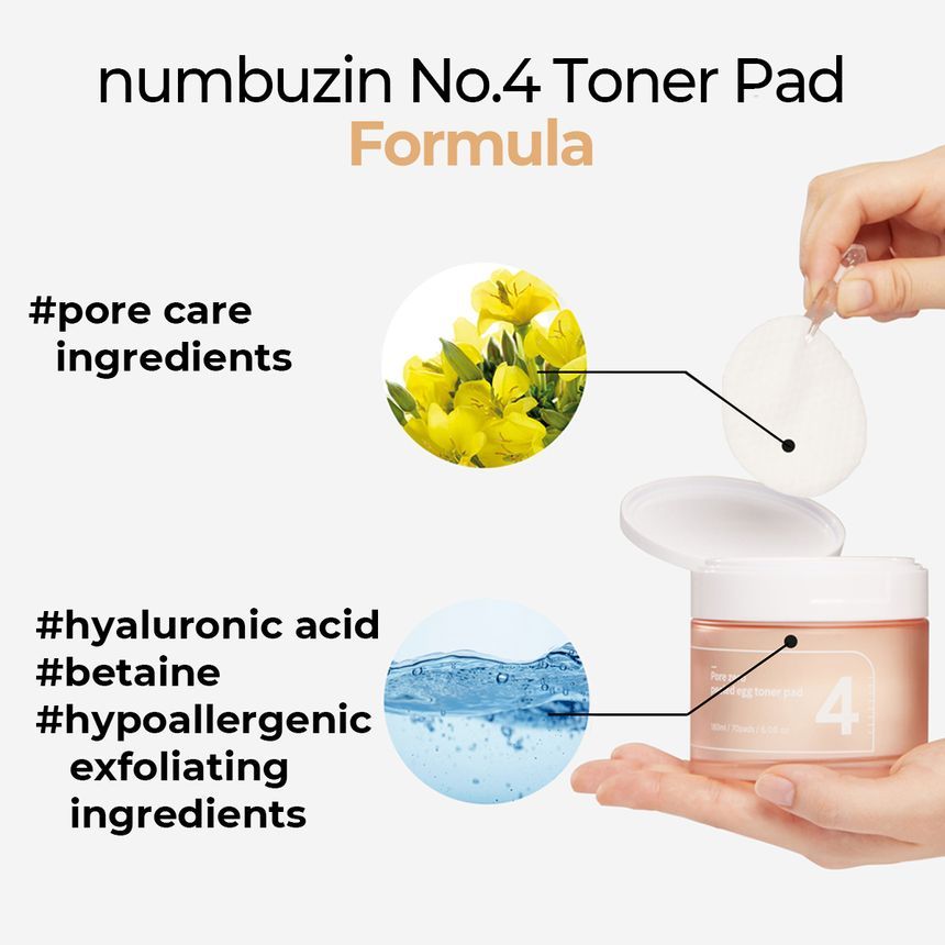 numbuzin - No. 4 Pore Zero Peeled Egg Toner Pad, 70 pcs, 308 g, 8809652580227