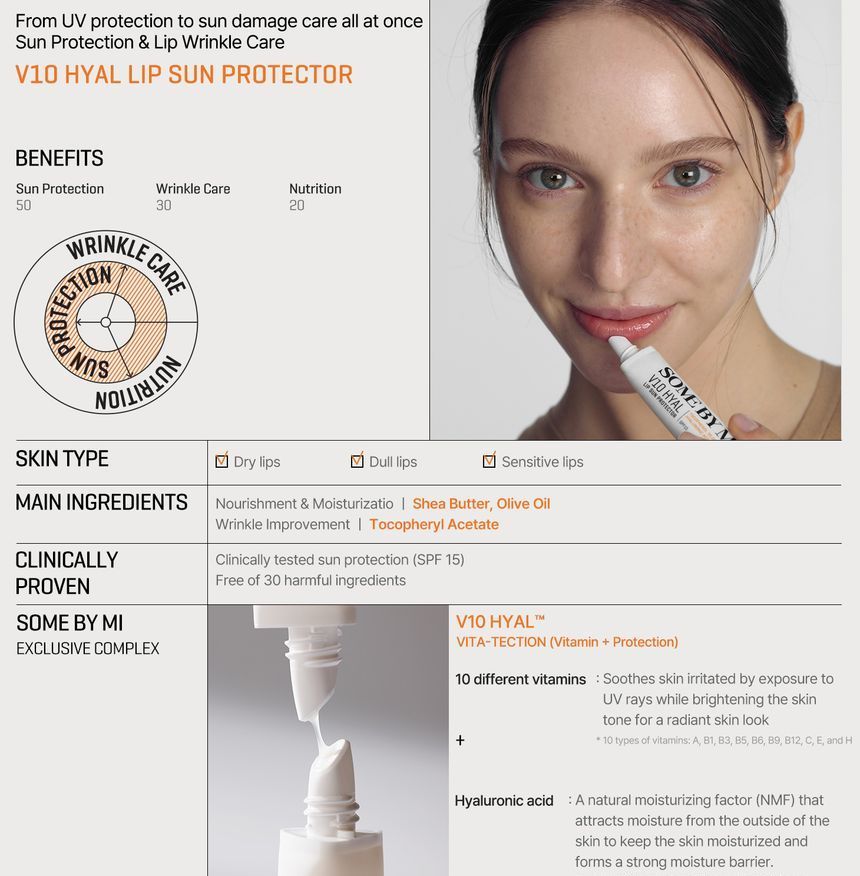 SOME BY MI - V10 Hyal Lip Sun Protector, 7ml, 17 g, 8809647392873