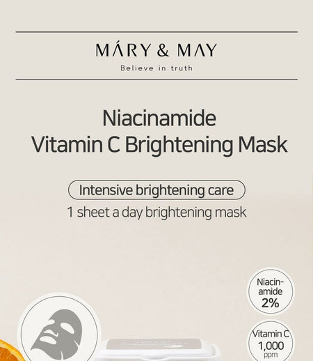 Mary&May - Niacinamide Vitamin C Brightening Mask, 30 sheets, 574 g, 8809670681401