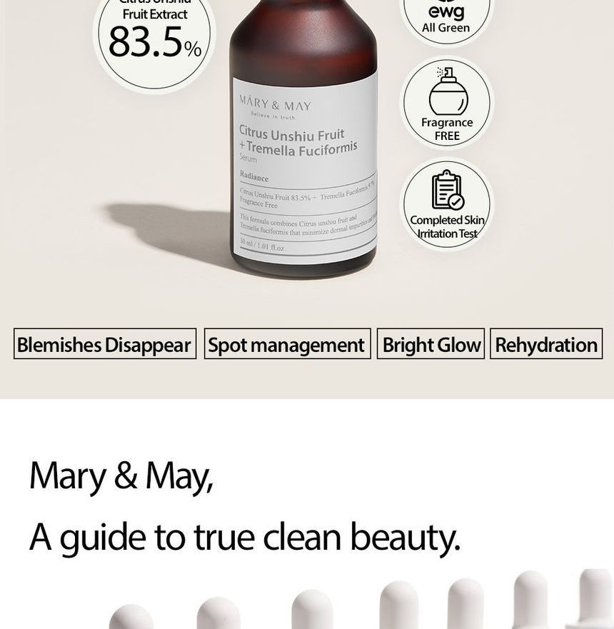 Mary&May - Citrus Unshiu Fruit + Tremella Fuciformis Serum, 30ml, 108 g, 8809670680855