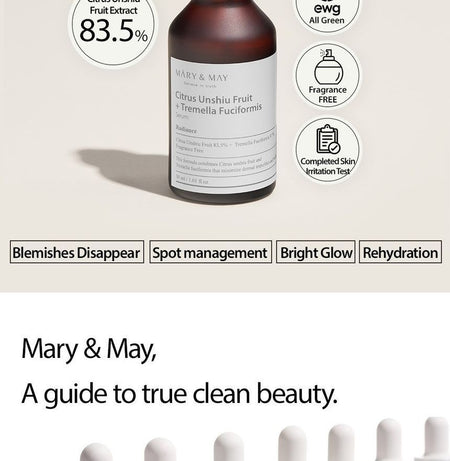 Mary&May - Citrus Unshiu Fruit + Tremella Fuciformis Serum, 30ml, 108 g, 8809670680855