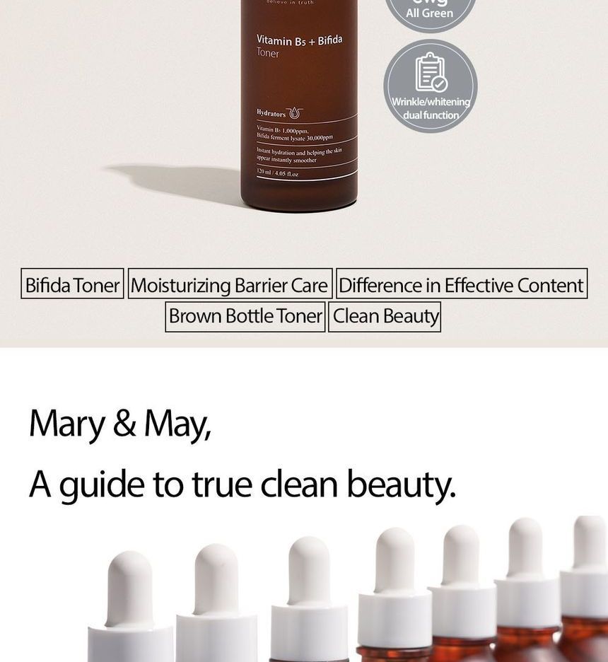 Mary&May - Vitamin B5 + Bifida Toner, 120ml, 340 g, 8809670681135