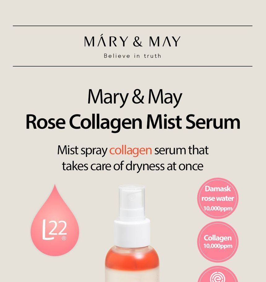 Mary&May - Rose Collagen Mist Serum, 100ml, 163 g, 8809670681166