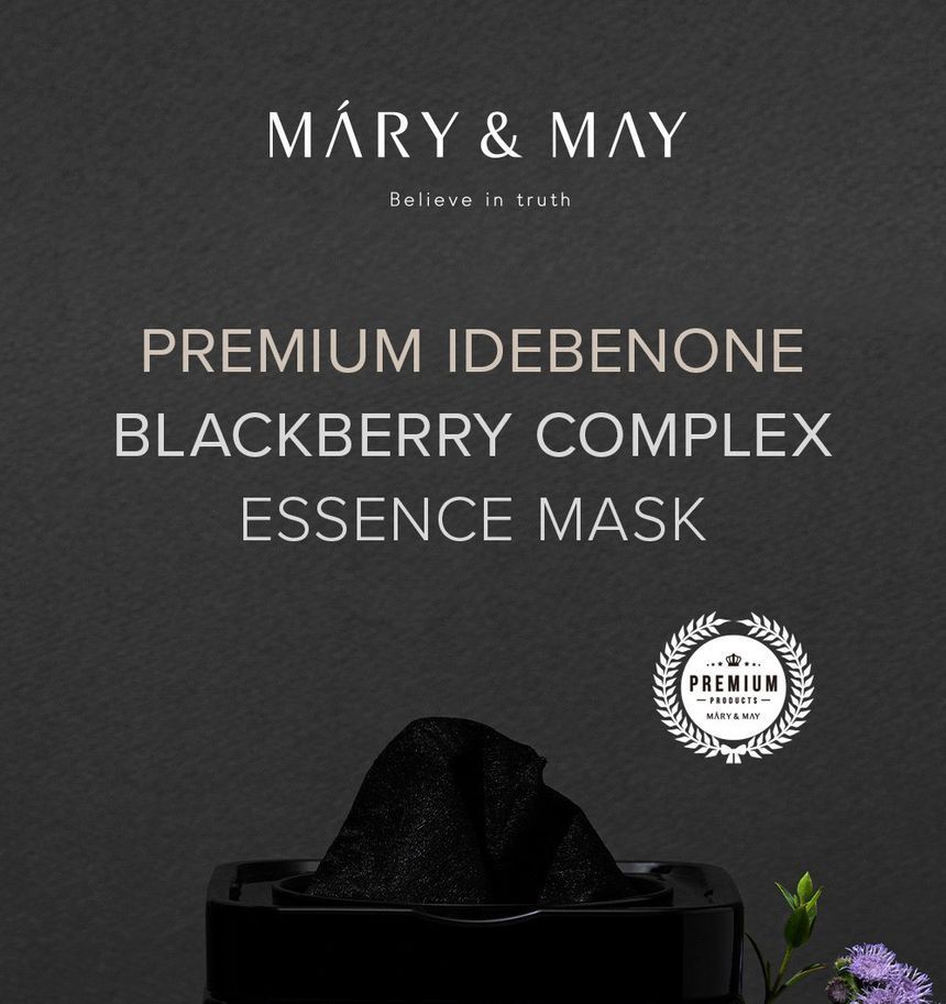 Mary&May - Premium Idebenone Blackberry Complex Essence Mask, 20 sheets, 420 g, 8809670682064