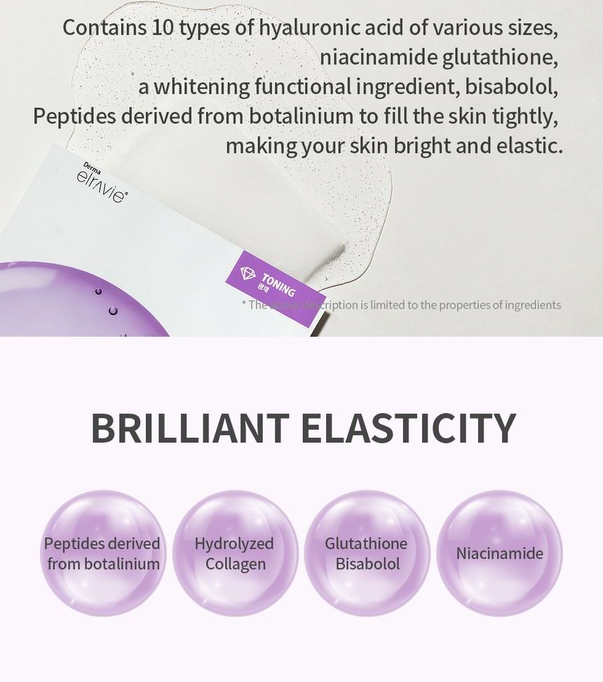 Derma Elravie - Hyaluronic Botal Mask Set, 23g x 10 sheets, 580 g, 8809162253154