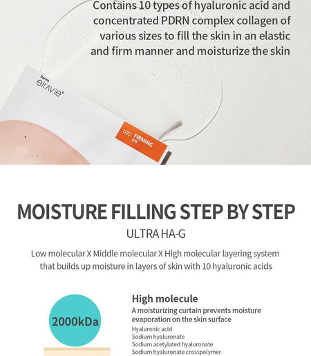Derma Elravie - Hyaluronic PDRN Mask Set, 25g x 10 sheets, 600 g, 8809162252911