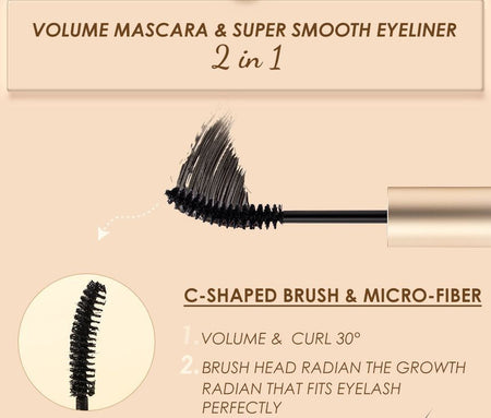 FOCALLURE - Volume Mascara & Eyeliner 2 in 1, #1 Volume Mascara & Eyeliner, 37 g, 6941845802296