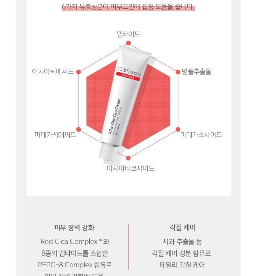 Cellapy - Red Cica All In One Cica Cream, 50ml, 130 g, 8809386602677