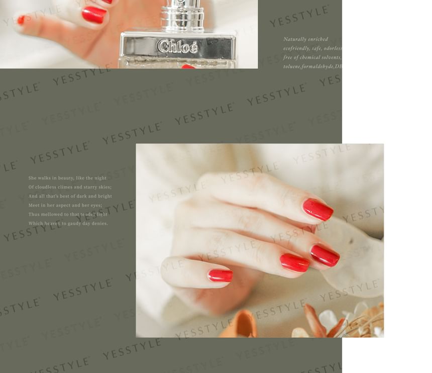 ALLOYA - Water-Based Natural Nail Polish Environmental Friendly 124 Fiery Red Heart, 10ml, 60 g, 6934849101243