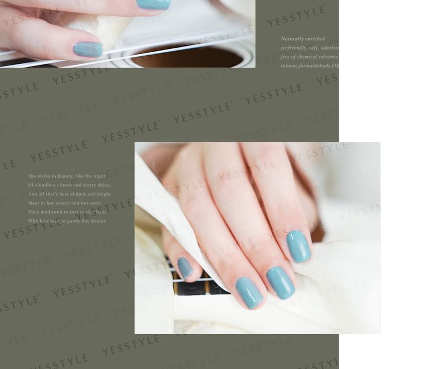 ALLOYA - Water-Based Natural Nail Polish Environmental Friendly 127 Quiet Green Path, 10ml, 60 g, 6934849101274