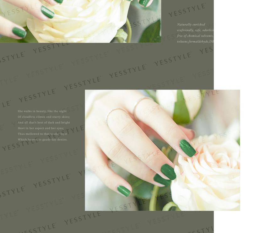 ALLOYA - Water-Based Natural Nail Polish Environmental Friendly 128 Fashion Wild Green, 10ml, 60 g, 6934849101281