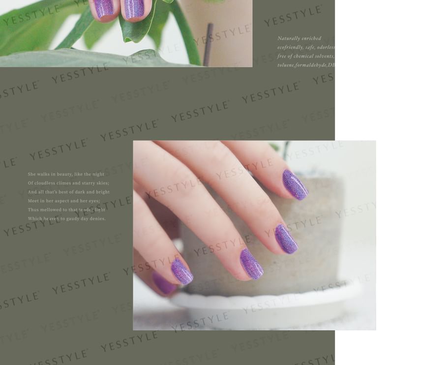 ALLOYA - Water-Based Natural Nail Polish Environmental Friendly 132 Amethyst Treasure, 10ml, 60 g, 6934849101328