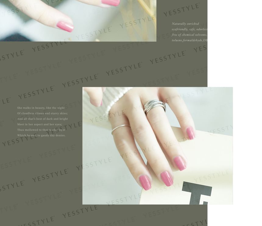 ALLOYA - Water-Based Natural Nail Polish Environmental Friendly 036 Pink Panther, 10ml, 60 g, 6934849100369