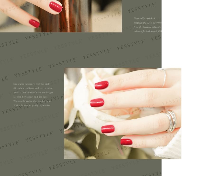 ALLOYA - Water-Based Natural Nail Polish Environmental Friendly 021 Impassioned, 10ml, 60 g, 6934849100215