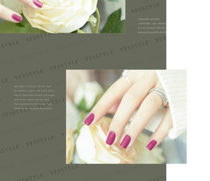 ALLOYA - Water-Based Natural Nail Polish Environmental Friendly 034 Delicious Grapes, 10ml, 60 g, 6934849100345