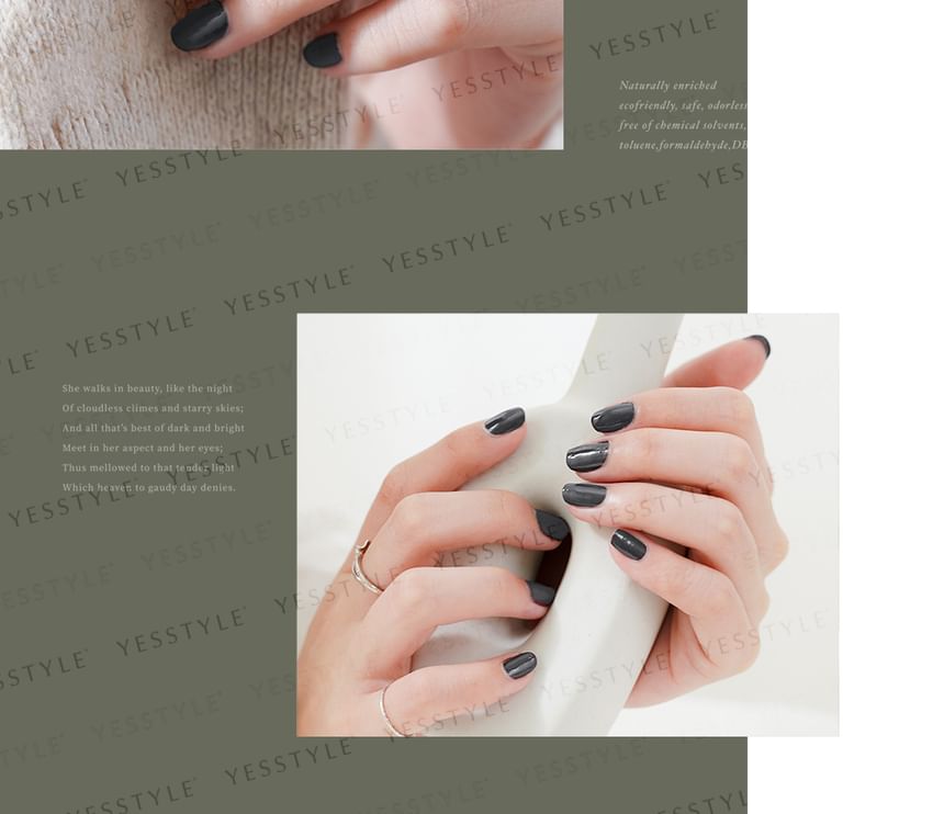 ALLOYA - Water-Based Natural Nail Polish Environmental Friendly 192 Sunglasses Black, 10ml, 60 g, 6934849101922