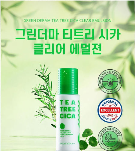 NATURE REPUBLIC - Green Derma Tea Tree Cica Clear Emulsion, 130ml, 330 g, 8806173481972
