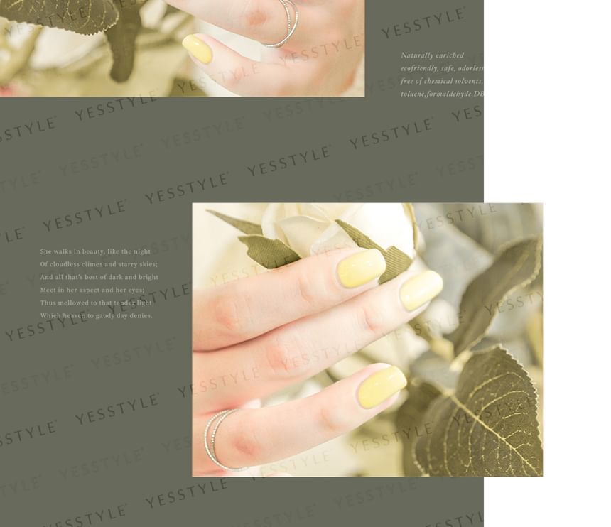 ALLOYA - Water-Based Natural Nail Polish Environmental Friendly 182 Princess Catherine Yellow, 10ml, 60 g, 6934849101823