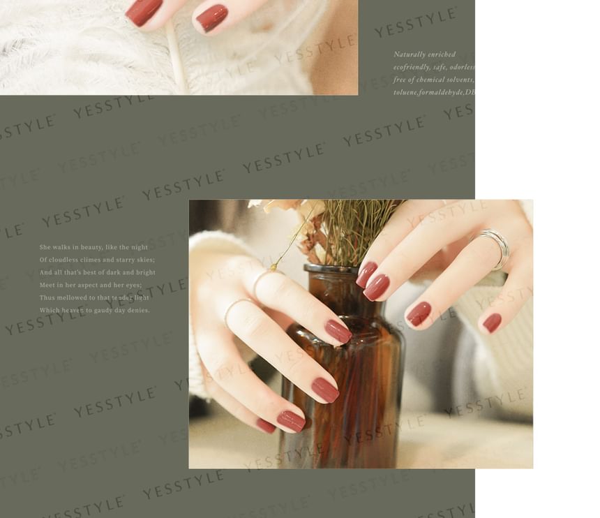 ALLOYA - Water-Based Natural Nail Polish Environmental Friendly 191 Intellectual Brick Red, 10ml, 60 g, 6934849101915