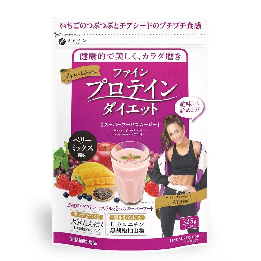 FINE JAPAN - AYA Selection Protein Diet Powder Berry Mix, 325g, 367 g, 4976652013261