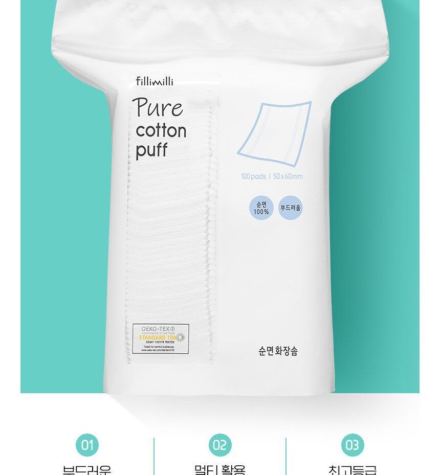fillimilli - Pure Cotton Puff, 100 pads, 46 g, 8809241341383