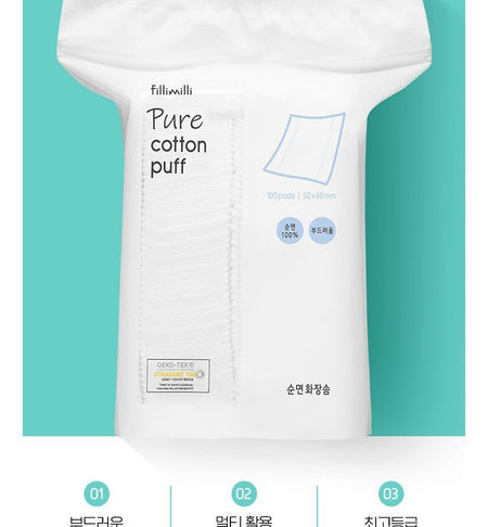 fillimilli - Pure Cotton Puff, 100 pads, 46 g, 8809241341383