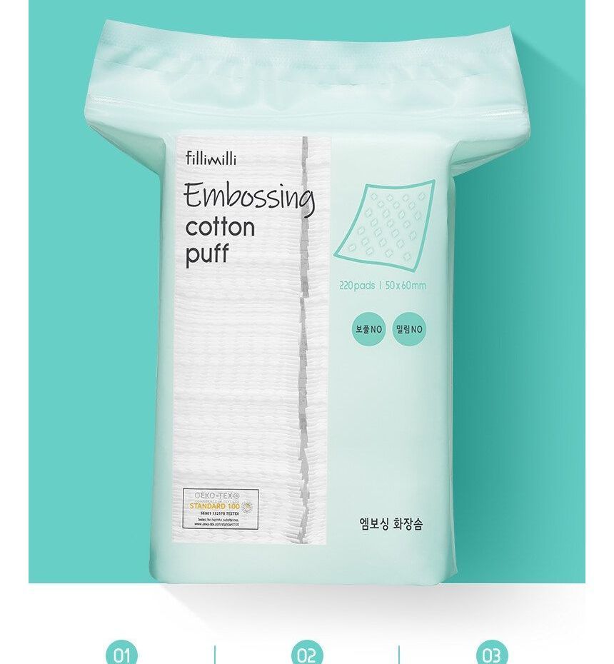 fillimilli - Embossing Cotton Puff, 220 pads, 156 g, 8809241341444