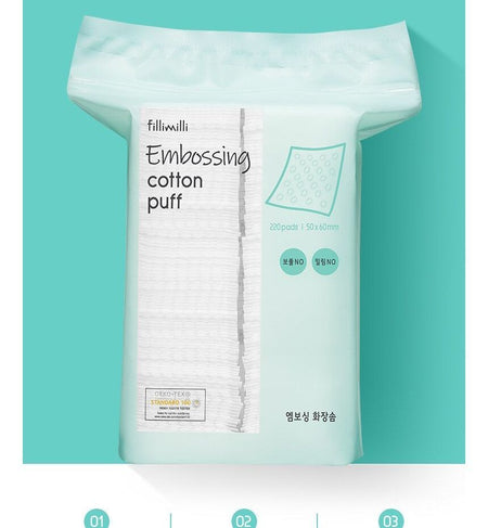 fillimilli - Embossing Cotton Puff, 220 pads, 156 g, 8809241341444