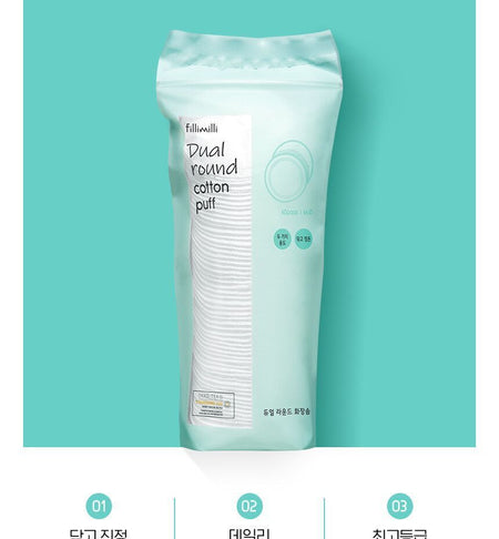 fillimilli - Dual Round Cotton Puff, 60 pads, 45 g, 8809241341413