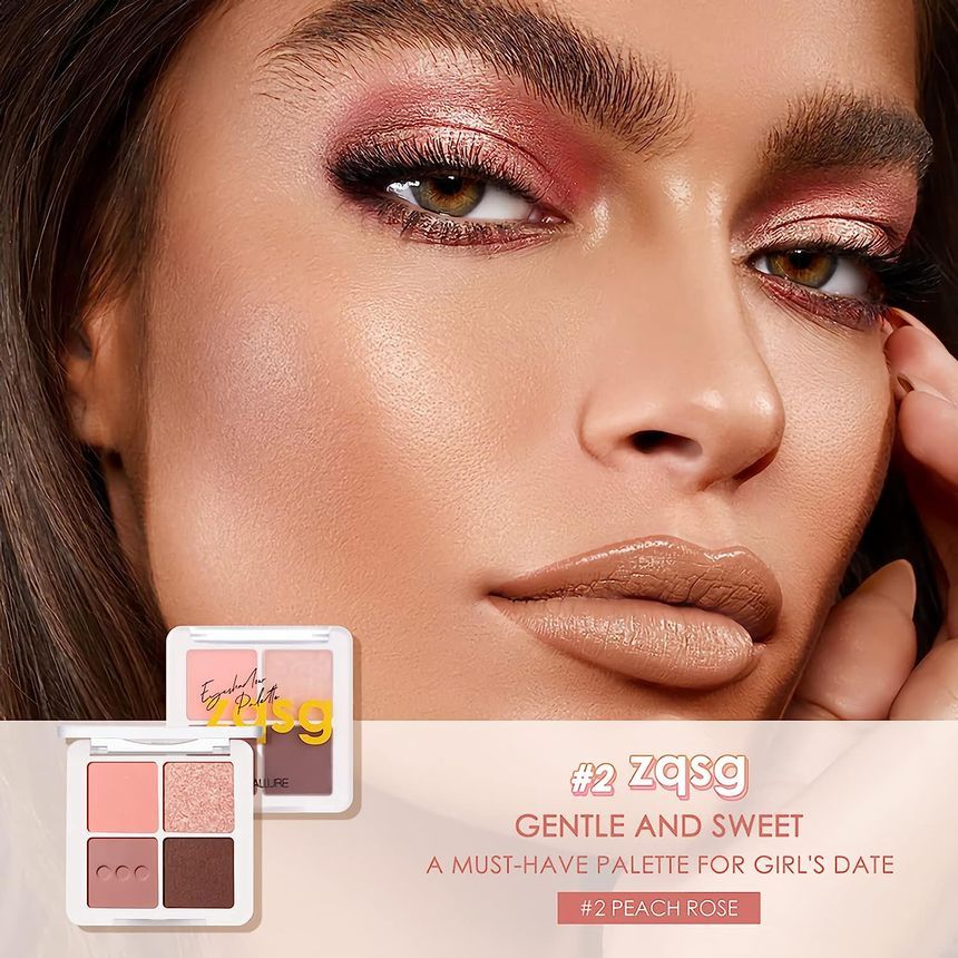 FOCALLURE - Four Colors Eyeshadow- Peach Rose, #02 zqsg Peach Rose, 63 g, 6974908116672