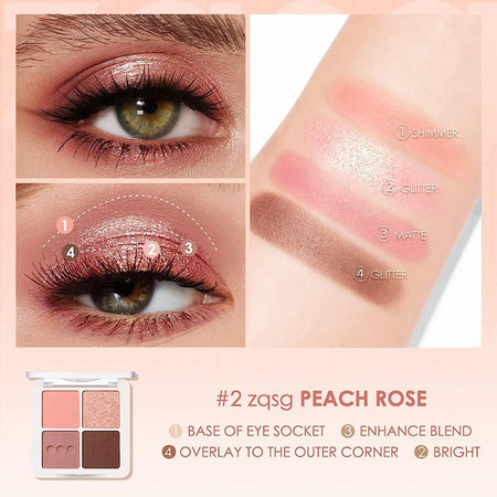 FOCALLURE - Four Colors Eyeshadow- Peach Rose, #02 zqsg Peach Rose, 63 g, 6974908116672