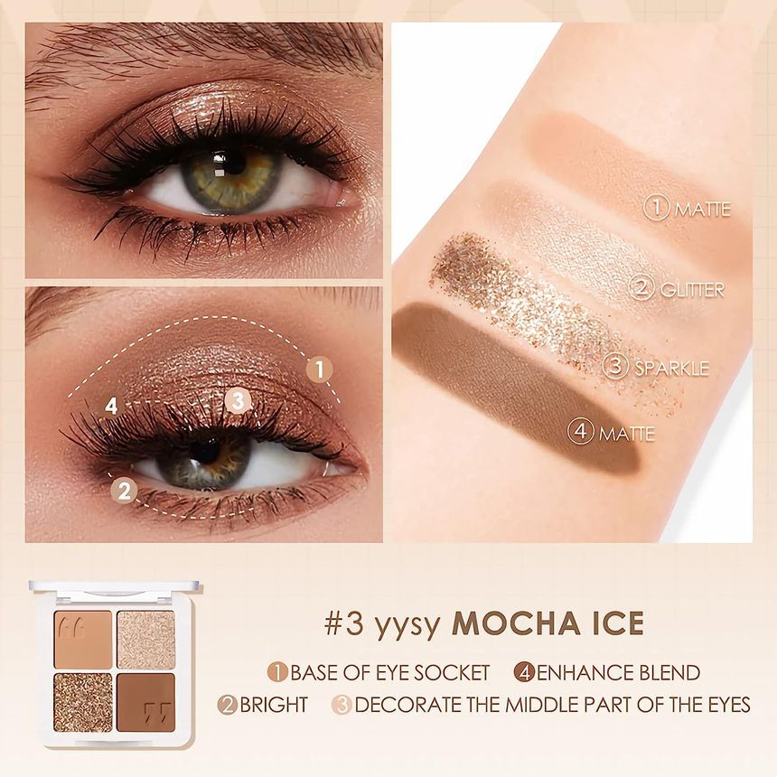 FOCALLURE - Four Colors Eyeshadow- Mocha, #03 yysy Mocha, 63 g, 6974908116689