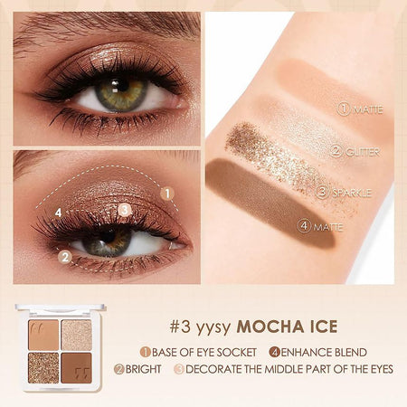 FOCALLURE - Four Colors Eyeshadow- Mocha, #03 yysy Mocha, 63 g, 6974908116689